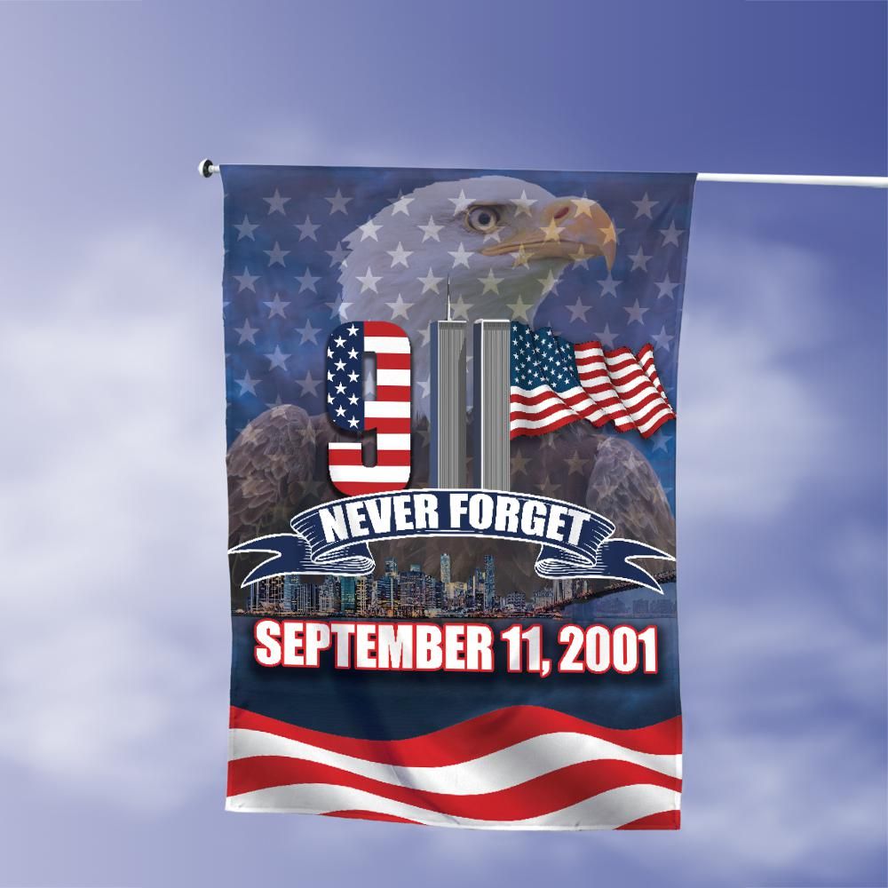 NEVER FORGET DOUBLE SIDED VERTICAL FLAG